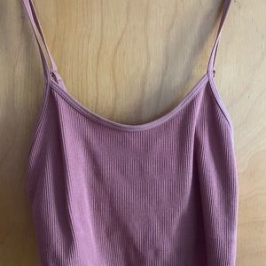 Cropped orange/mauve color tank top.